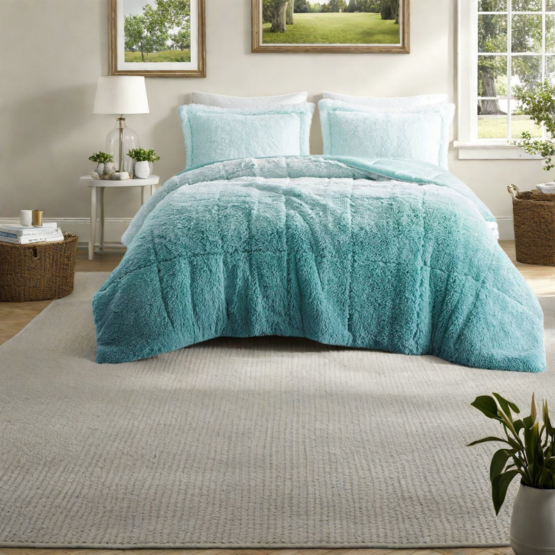 Ensemble de literie en fausse fourrure de qualité supérieure Aqua, confort hypoallergénique pour la maison