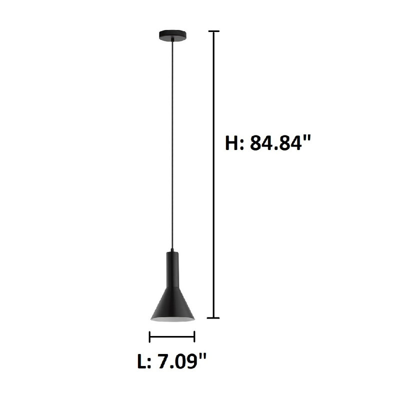 Luminaire suspendu 1 lumière à cône simple Mayson, H 5,91 x l 7,09 x P 7,09