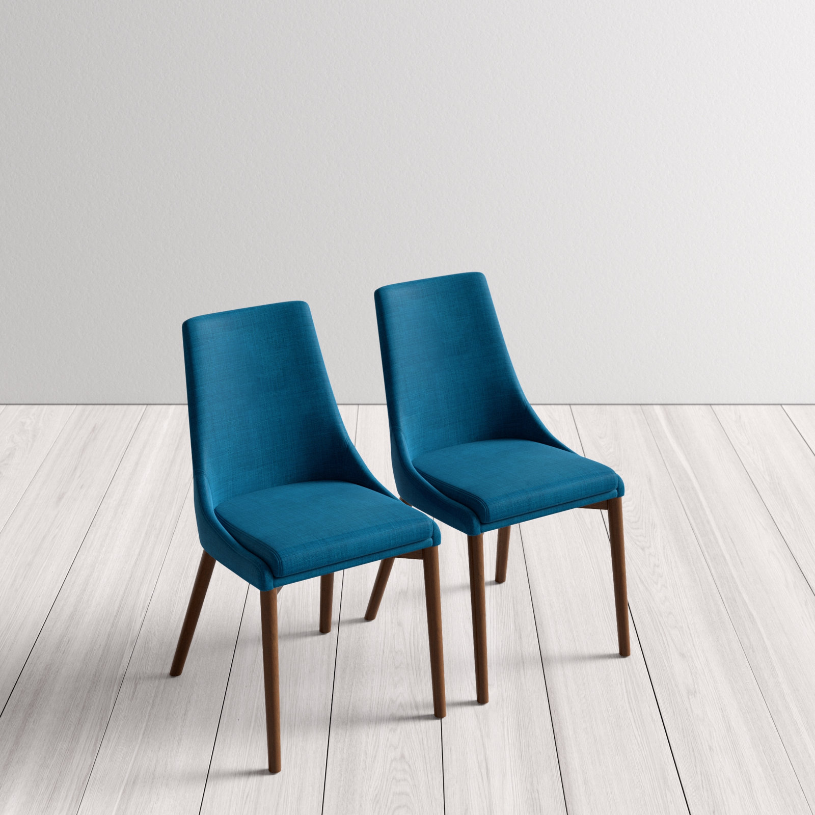 Clapton Walnut Dining Chair, Azure Blue Polyester Blend