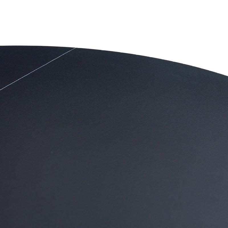 42-Inch Black Sintered Stone Round Table with Stainless Steel Legs and White PU Leather Dining Chairs