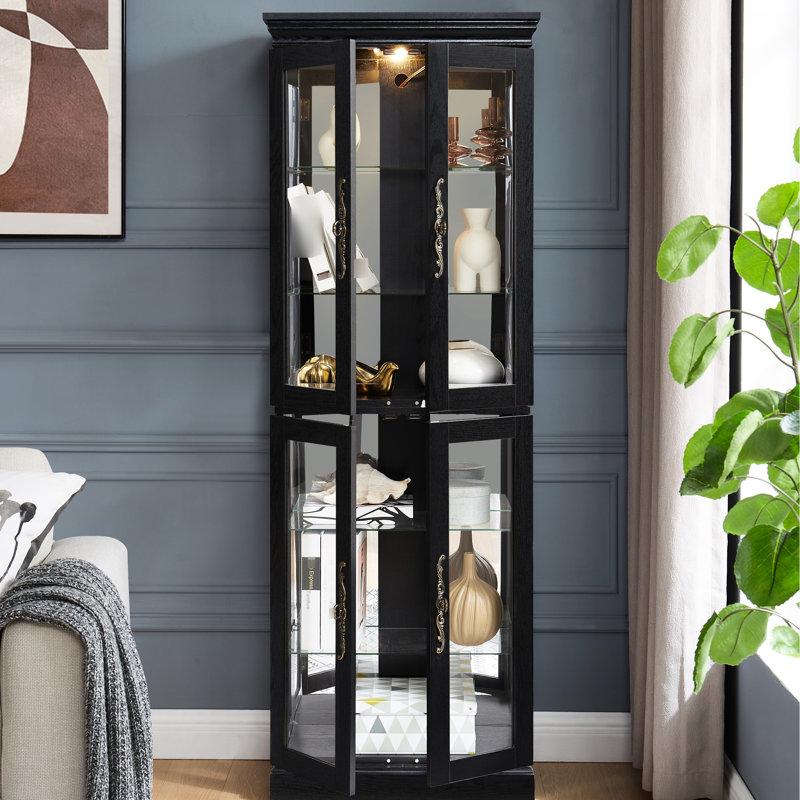 Élégante armoire lumineuse avec espace à six niveaux et tablettes réglables pour la décoration intérieure du salon Cuisine ou garde-manger