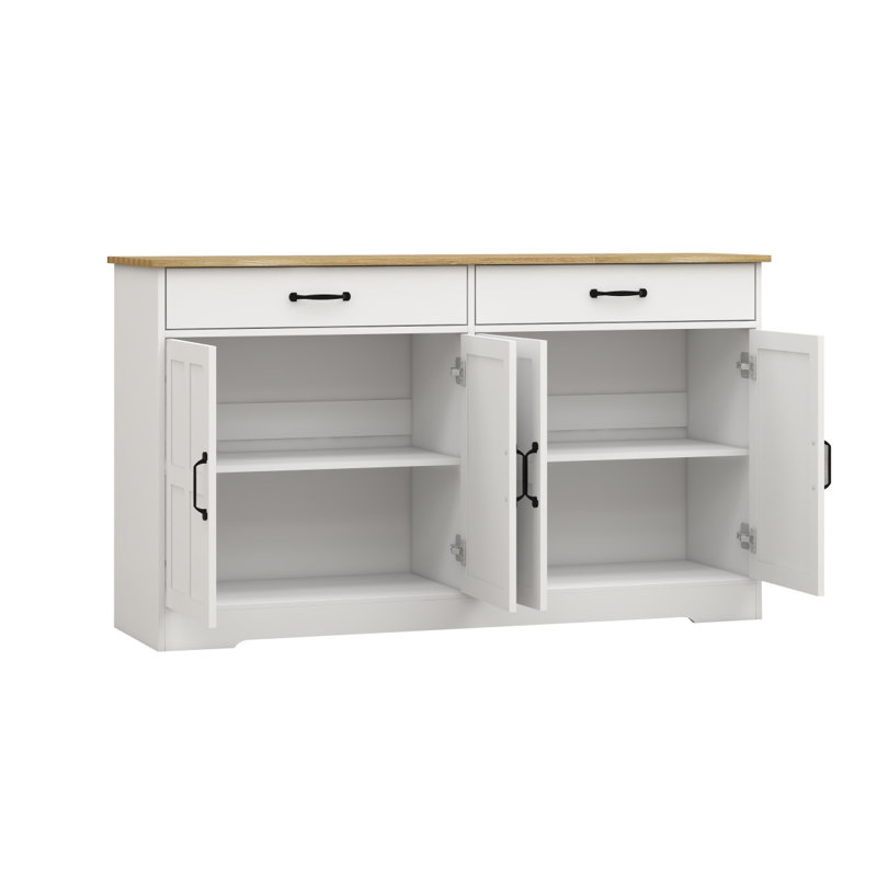 Buffet 55,91 "avec 2 tiroirs et 4 portes, H 32,05 po x l 55,87 po x P 15,71 po