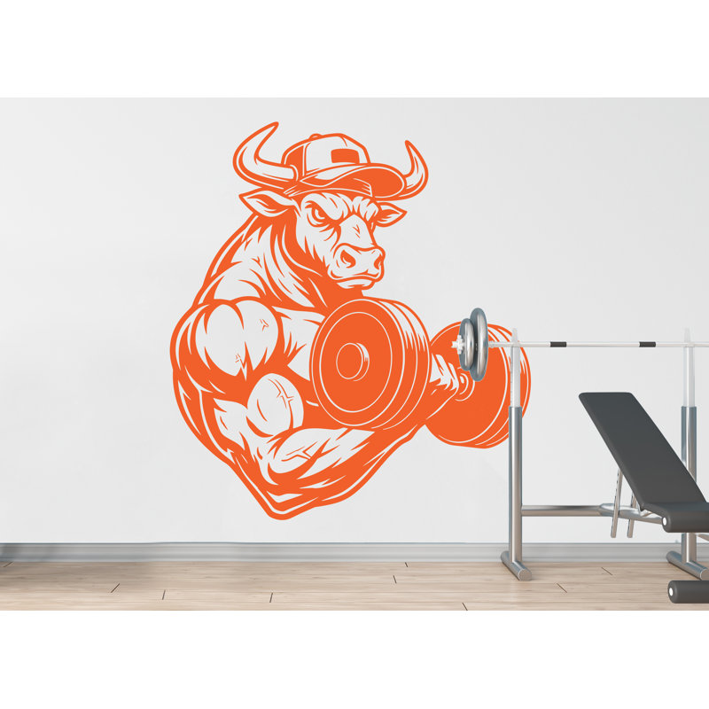 Autocollant mural Bull Gym, H 19 po x l 17 po, Rose pastel