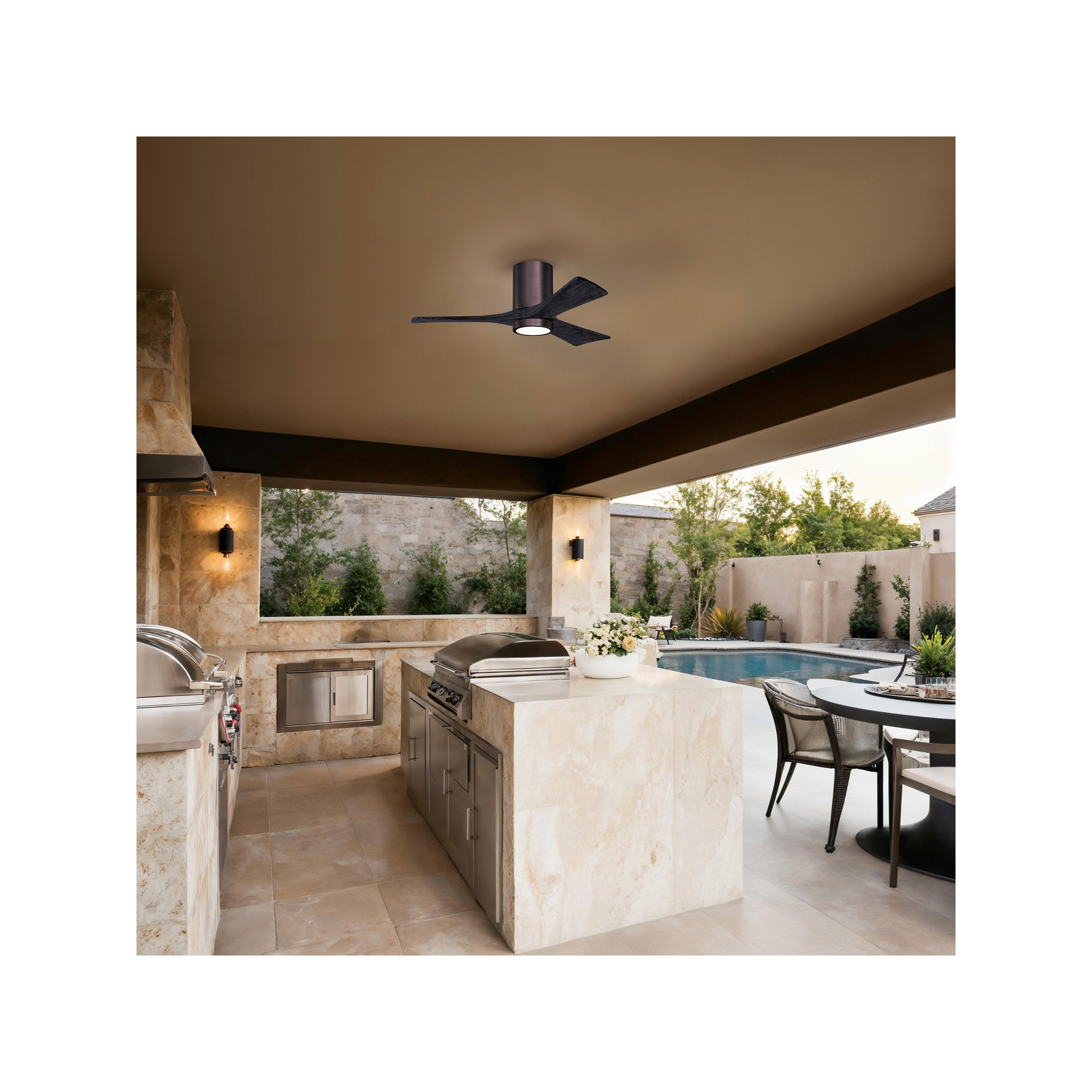Olivier 3 Blade Ceiling Fan with LED Light Kit, Matte Black, Brushed Bronze, 42"