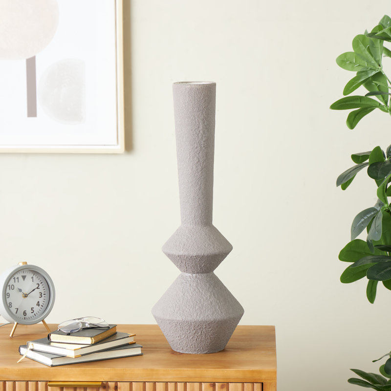 Cole And Grey Metal Art Deco Fluted Decorative Vase