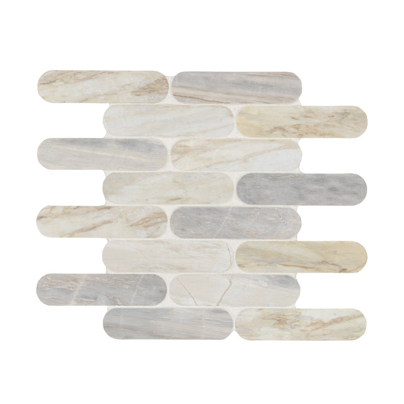 Auralie Ellipse 12 in. x 12 in. Polished Marble Mosaic Floor and Wall Tile