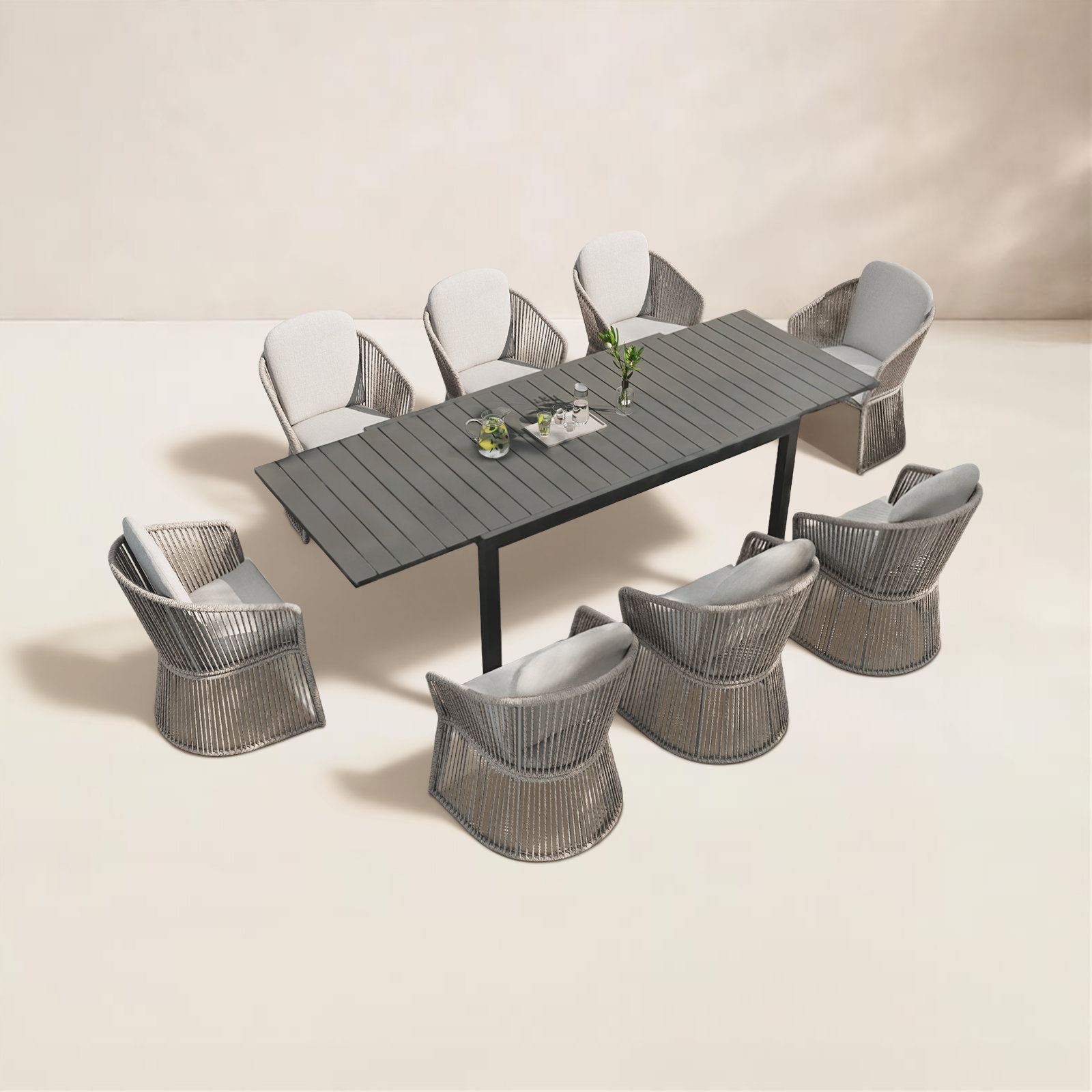 Blanche 39" Patio Dining Set, Light Gray