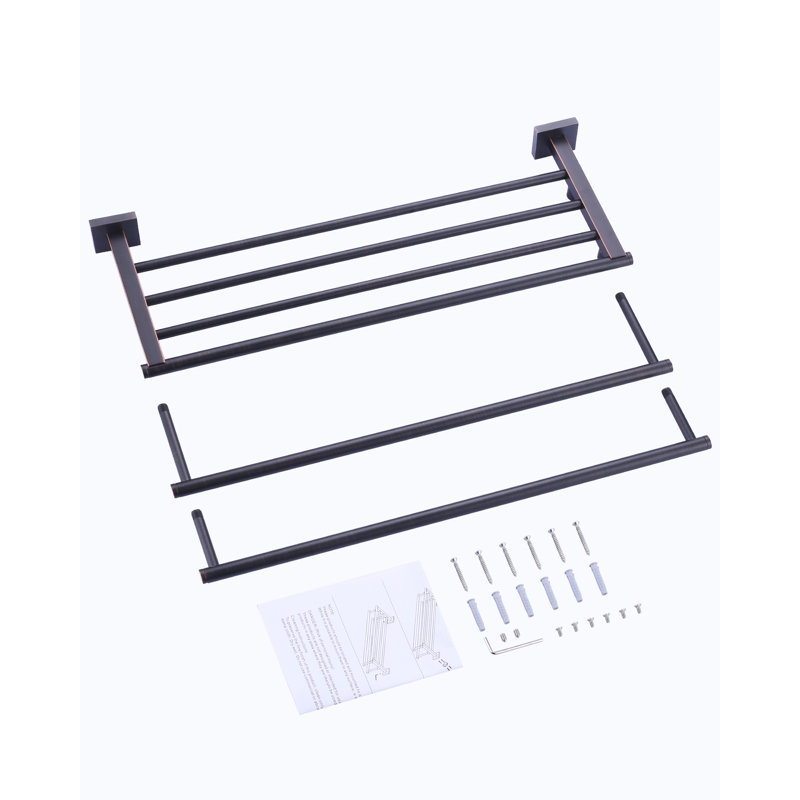 Porte-serviettes mural double de 61 cm (24 po) en acier inoxydable au fini bronze huilé, 24", Bronze frotté à l'huile