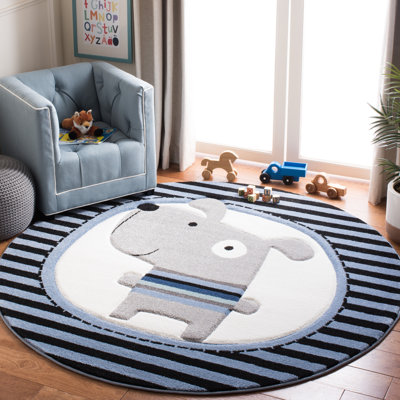 Burgan Animal Print Navy Area Rug
