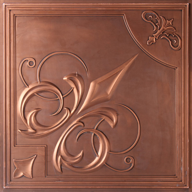 Carreau de plafond en vinyle antidérapant ou à coller en bronze antique Risano 1,98 pi x 1,98 pi Risano