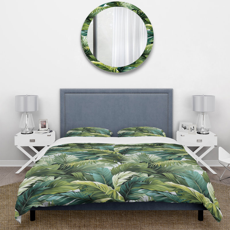 Ensemble de housse de couette Palm Mirage Tropical Pattern II, Housse de couette pour très grand lit et 2 très