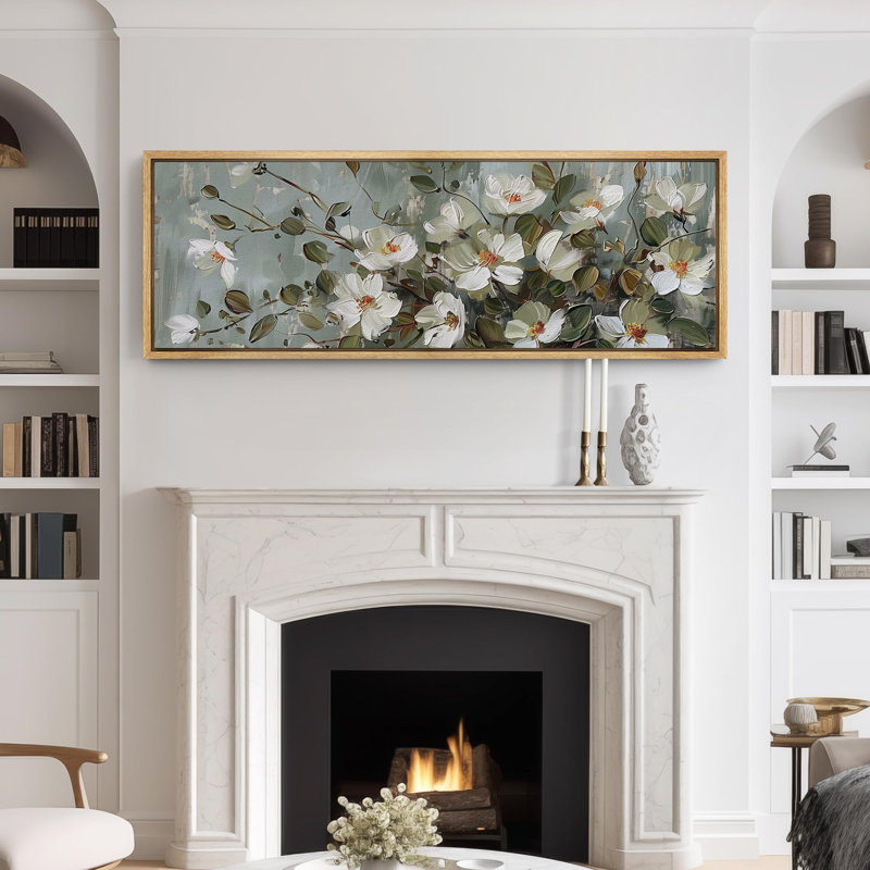 Flower Blossom Elegant Floral Serene Blossom, H 20 po x l 60 po, Naturel