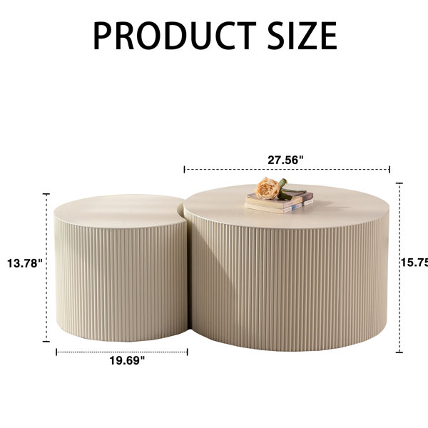 Latitude Run® Coffee Table With Handcrafted Relief Decoration - Beige ...