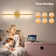 32'' Battery Operated Wall Sconces with Remote Control, Dimmable Wall Sconces Set of Two, 350°Rotate