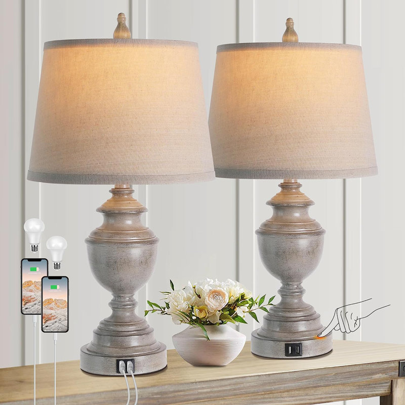 Lampe de table Barbara en résine USB