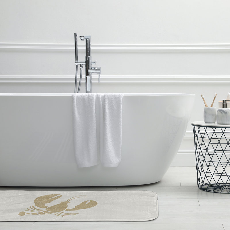 Tapis de bain Nautical Nights, L 17 po x L 24 po, Brun clair / Blanc