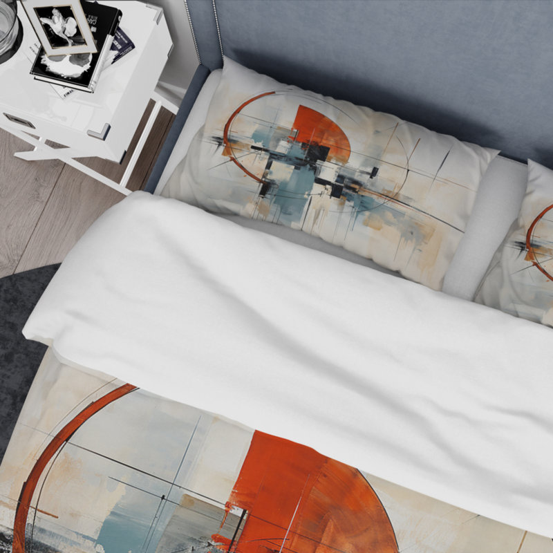 Ensemble de housse de couette en microfibre / polyester coloré Mid Century Abstract Elegance II