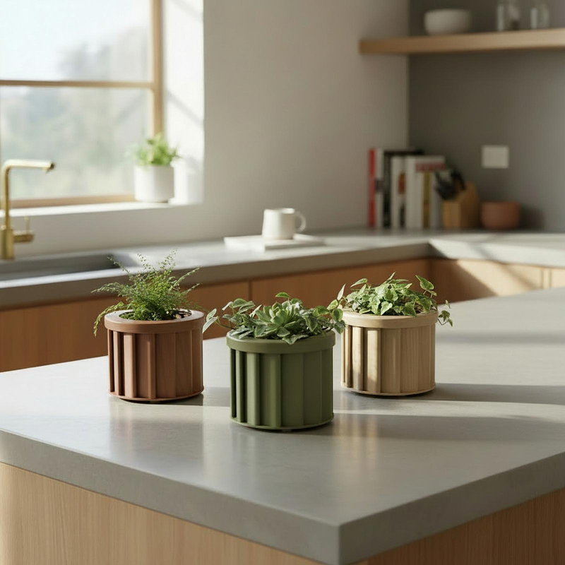 Round Strata Planter MD - Dark Brown, H 5,13 po x l 6,25 po x P 6,25 po, Dark Brown