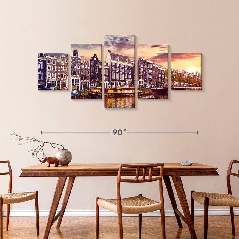 Amsterdam Canal Sunset, 42" H x 92" W