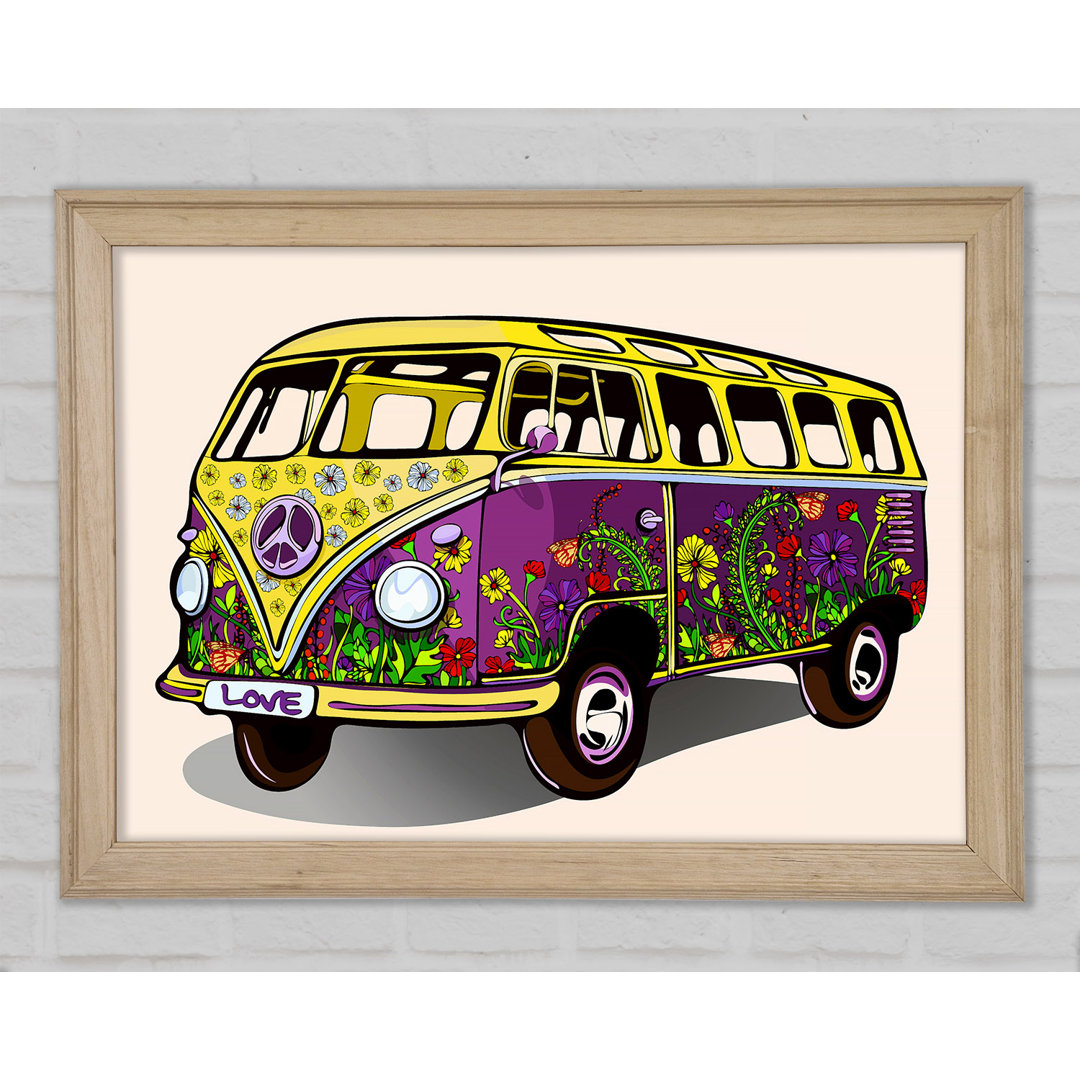 Flower Power VW Camper Van - Einzelner Bilderrahmen Kunstdrucke