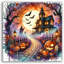 «Enchanted Haunted House Halloween Night», art mural-1495886976