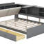 Lit plateforme double avec tête de lit, tablettes et 2 tiroirs-189367728