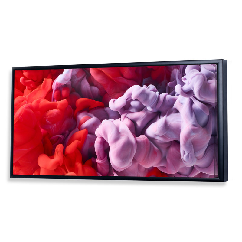 Encre rouge et rose II, impression sur toile, Cadre noir, H 12 po x l 20 po x P 1 po
