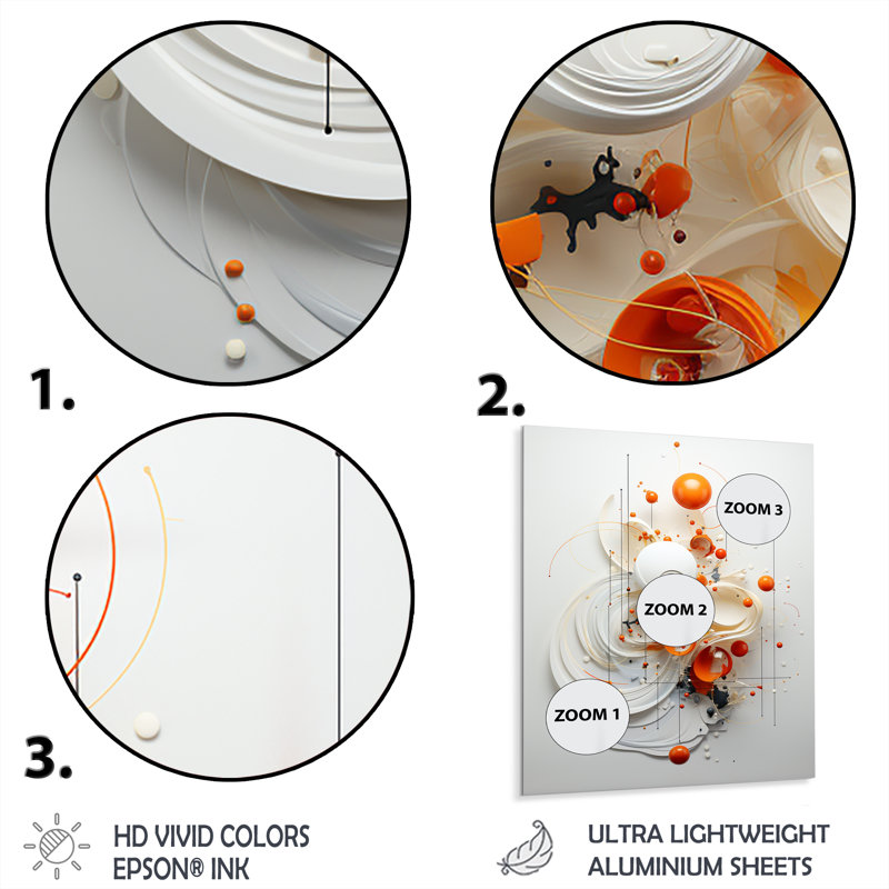 Orange And White Spiraling Symmetry I - Geometric Metal Wall Art, 32" H x 24" W x 1" D