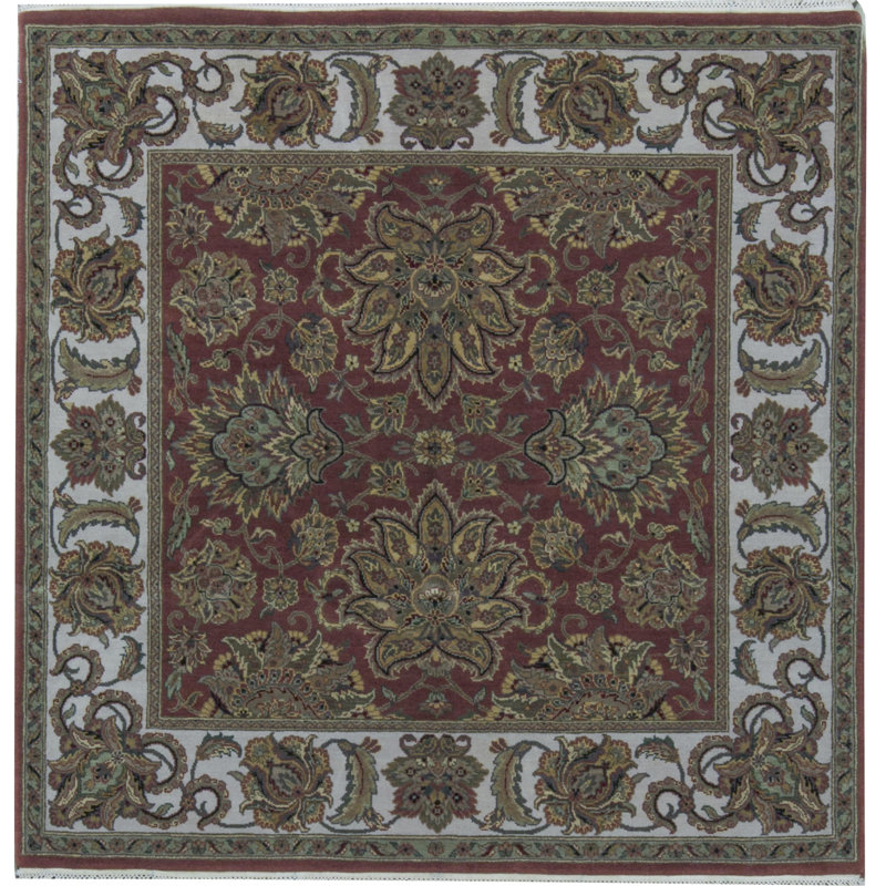 Tapis carré rouille et ivoire de haute qualité noué à la main Trinity