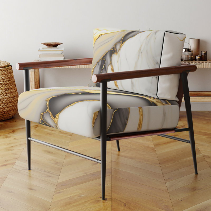 Chaise avec accoudoirs abstraite tapissier Abstract Geode, Noir