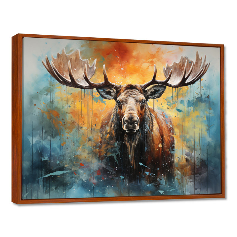 «Colorful Moose Majestic Collage II - Moose», reproduction sur toile encadrée, H 34 po x l 44 po x P 1,5 po