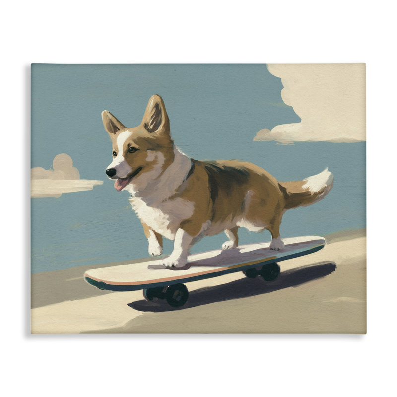  «Skateboarding Corgi Dog» par Svetlana Aleynikova, H 30 po x l 40 po