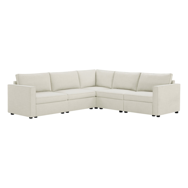 Canapé modulaire convertible en L avec rangement, Linen
