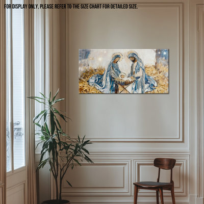 Crèche de la Nativité, art mural, naissance de Jésus avec Marie Joseph, reproduction d'art sur toile, prêt à accrocher