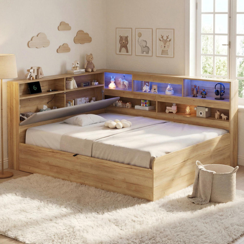 Steel Lift Up Storage Bed, 90x190 cm