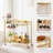 2-Tier Bar Cart Serving Cart Kitchen Cart with Wine Rack and Glass Holder