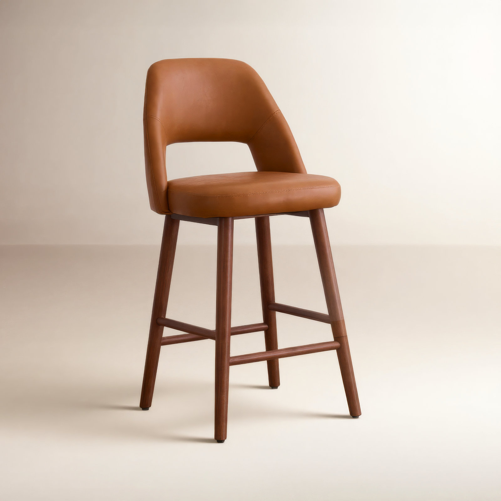 Ryden 26" Bar Stool, Brown Faux Leather