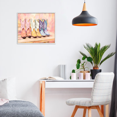 Painted Boots Trio Framed Giclee, design by Kim Allen