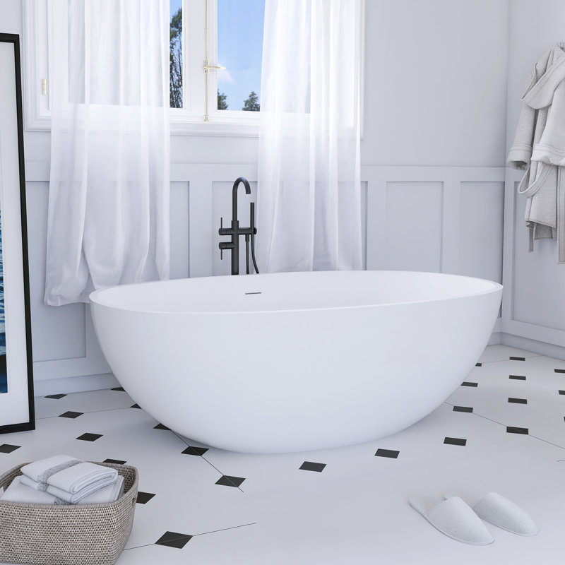 Freestanding Solid Surface Soaking Bathtub