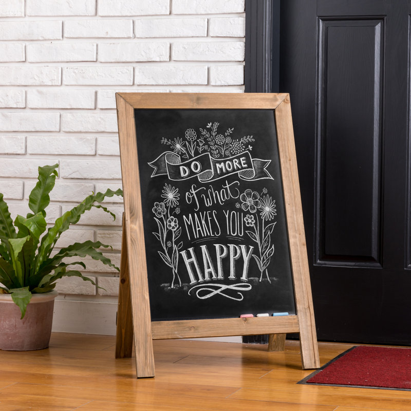 29.75"H Fiberboard Free Standing Chalkboard, Wood