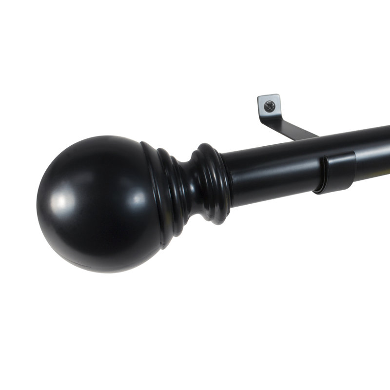 Tringle de rideau simple en plastique réglable, Noir, l 18 po - 36 po