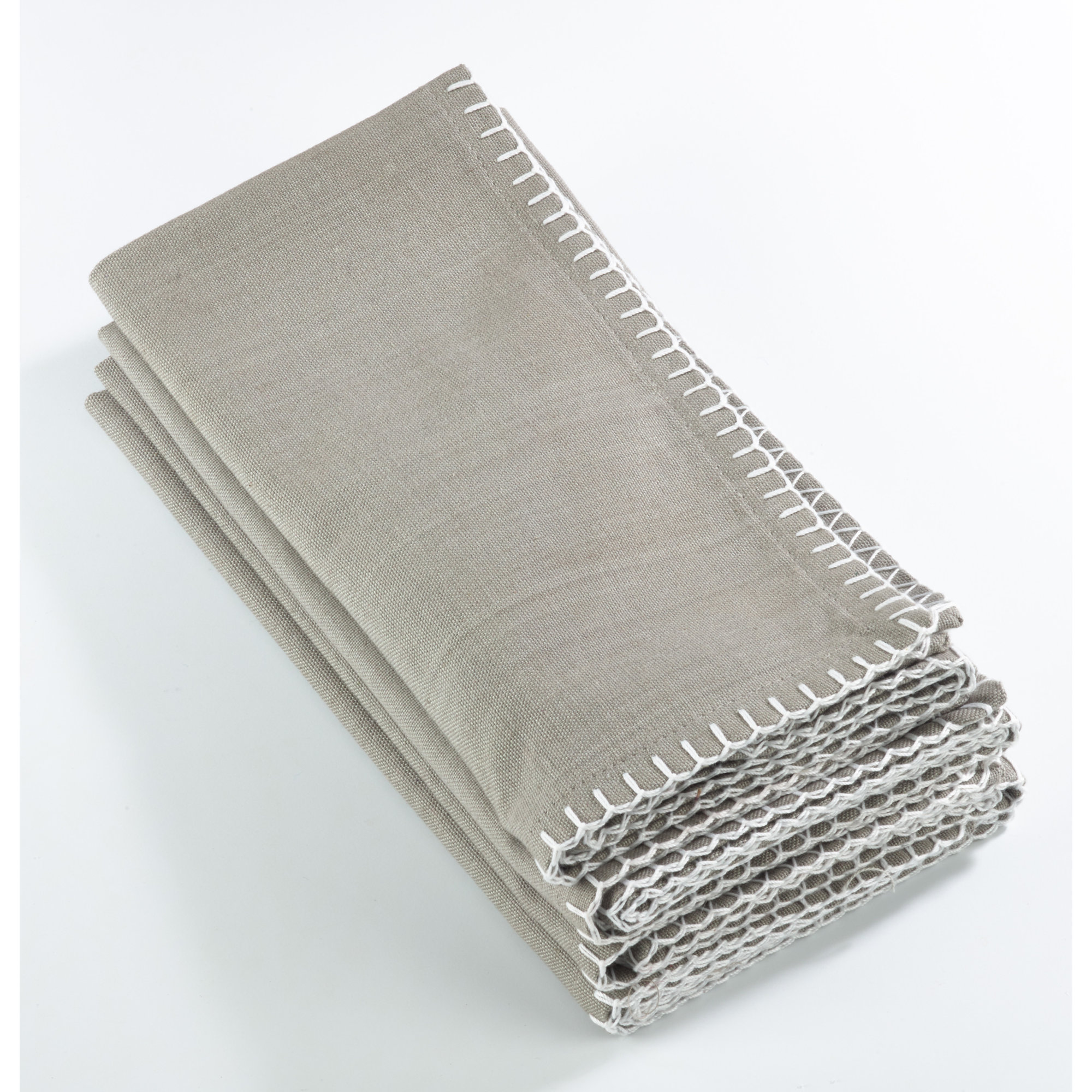Ivara Whip Stitched Design 20" Cotton Napkin, Gray
