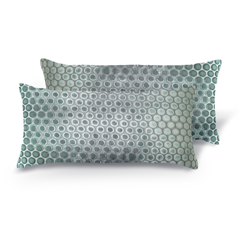 Dots Rectangle Velvet Pillow Cover & Insert, 7" x 15", Jade