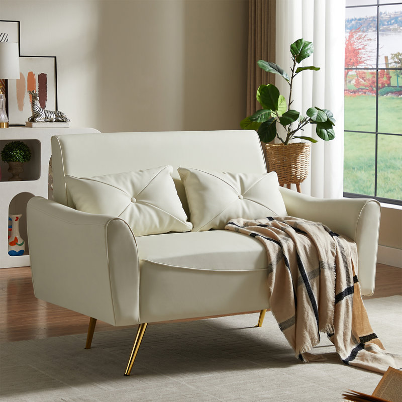 47.6" Faux Leather Accent Chair, Brown