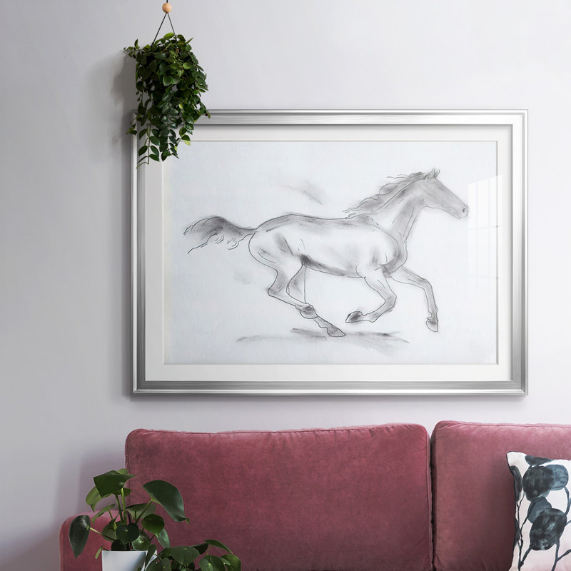 Smoke Stallion I, reproduction d'art encadrée, Argent, H 30 po x l 44 po x P 1,5 po