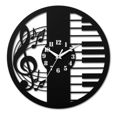 12 Inch Music Wall Clocks With Musical Note And Piano Key Dial, Silent Clock Movement And Battery Operated, Great Decor And Nice Gifts For Music Lovers