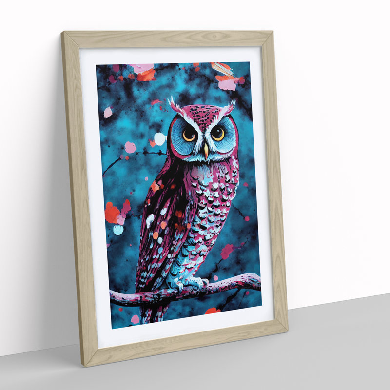 Owl In A Tree - Single Picture Frame Print, Oak, 34cm H x 25cm W x 2cm D
