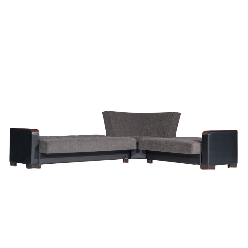  Nadler X Fabric Upholstered 224” Convertible Sectional Sofa Bed with Storage – Firm Support L-Shaped Sleeper Sectional for Small Spaces