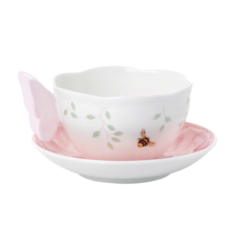Lenox Butterfly Meadow 8 oz. Teacup and Saucer, Pink