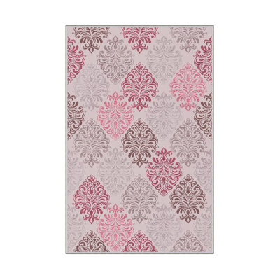 Antibacterial Woven Carpet (2.6 x 4.0 ft), 100% Polyester, 0.3 in Pile Height | Non-Slip PVC Dot Underside, 3D Digital Printing | Machine Washable, Easy Care for Living Room, Bedroom & Office